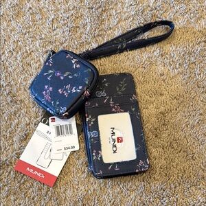 New! Mundi Floral Phone Wristlet - Navy Blue